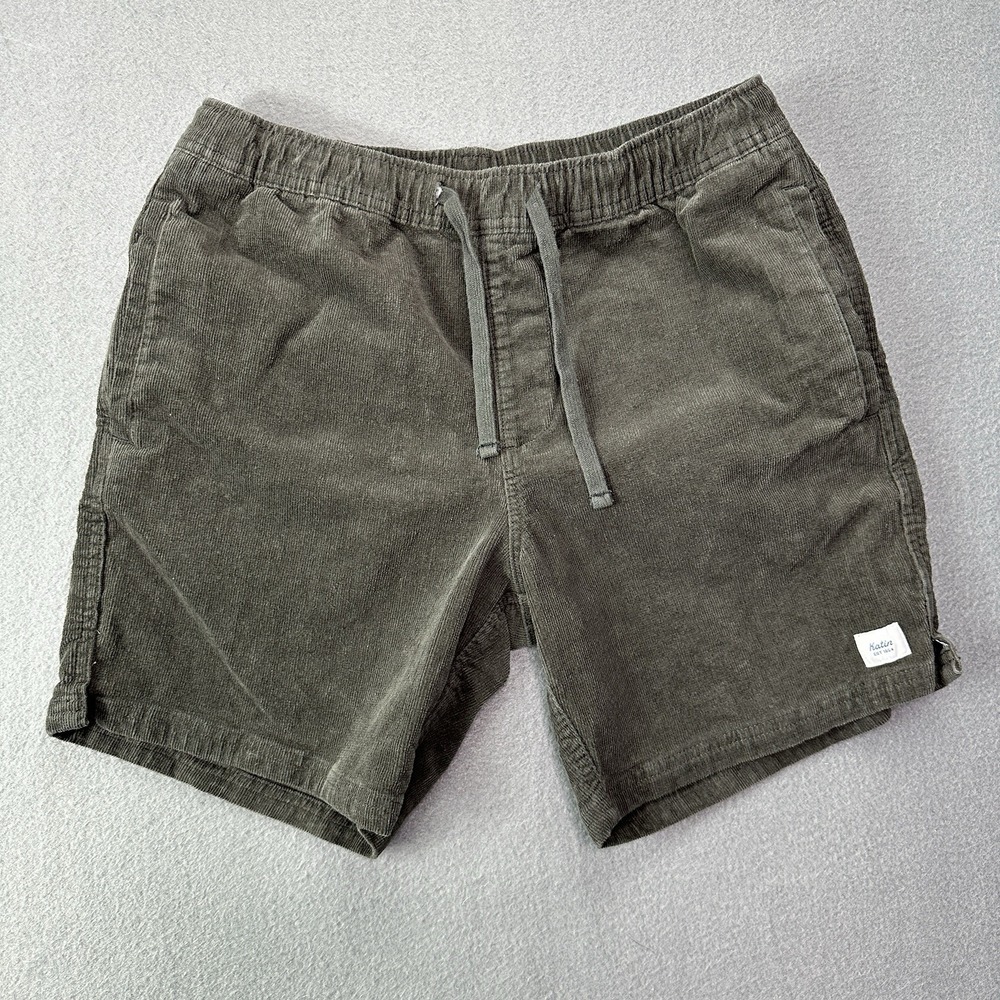 Katin Shorts Mens Sm Gray Corduroy Drawstring Elastic Waist Pockets 29x6